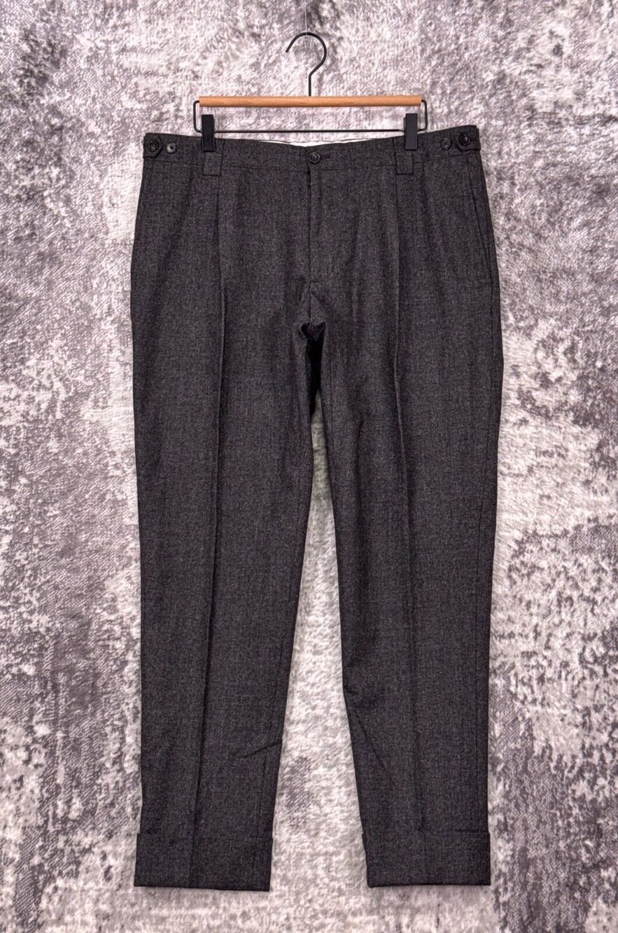 De Fursac Dress Pants 36 x 31 Mens Gray Italian Wool Blend Officer Trouser